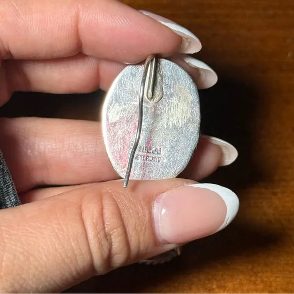 Vintage Navajo NakaiSterling Earrings white Mother Of Pearl